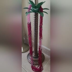 Stunning Hot Pink and Light Pink Beaded Necklace with Hemotite Accents 34"-38"